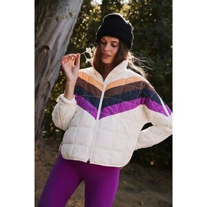 Free People Multicolor Chevron Puffer Jacket
